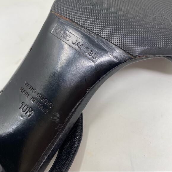 Marc Jacobs Slingback Black Leather peep toe Heel sandals two beads VNTG 10 - Picture 7 of 11